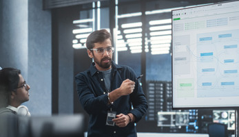 Person giving a presentation in the office