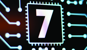 Technology Background and Circuit Board With Number 7