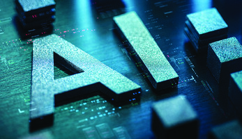 AI concept in blue letters
