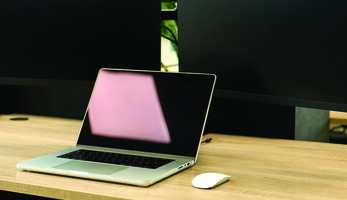 Laptop sitting on desk