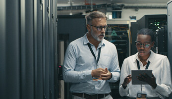 People working in data center