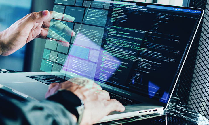 man working on a laptop