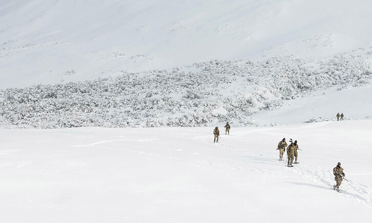Military members hiking