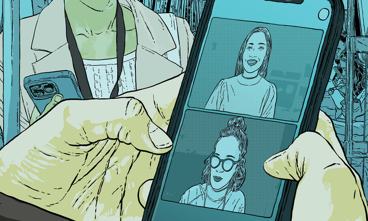 Illustration of video meeting over the phone