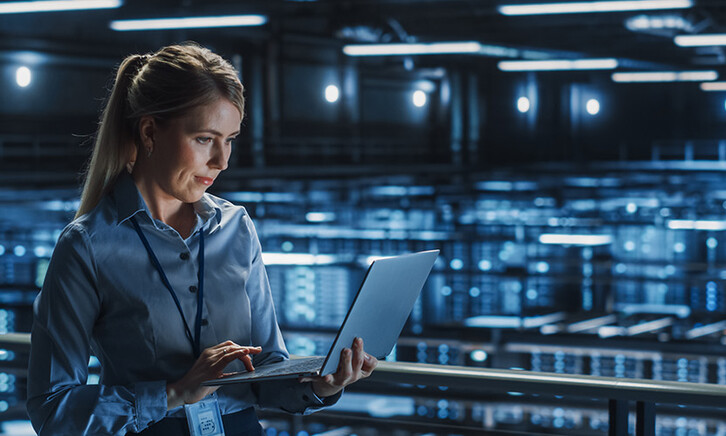 Person working in data center