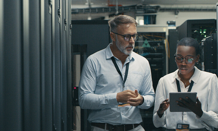 People working in data center