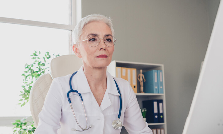 Doctor using computer