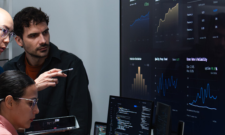 People reviewing data