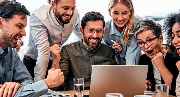 Coworkers collaborating in the office