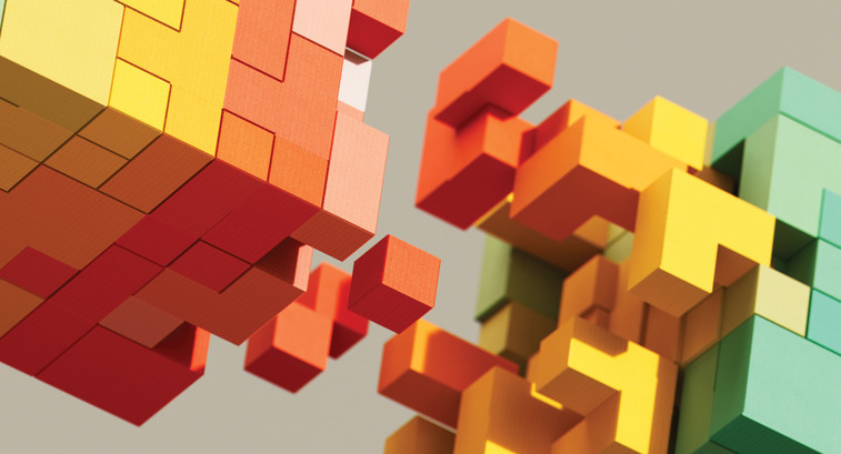 Multicolored blocks stacking together