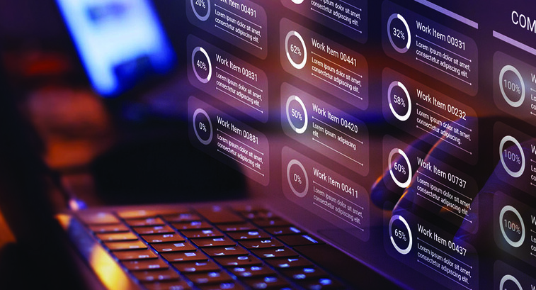 Agile software development on a laptop screen