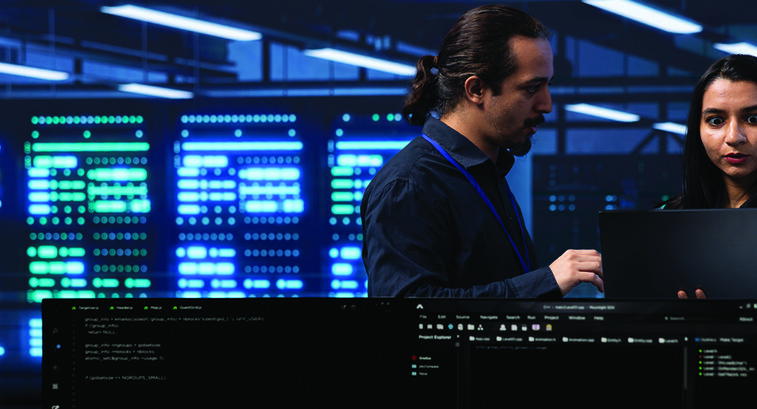 IT specialists in server room