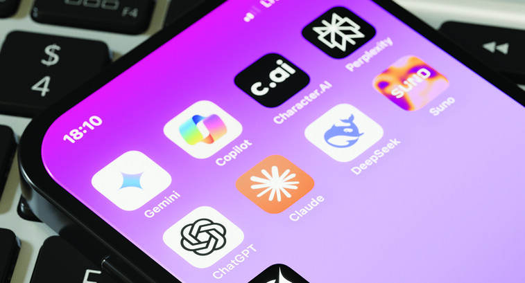 Close up of AI apps on smartphone