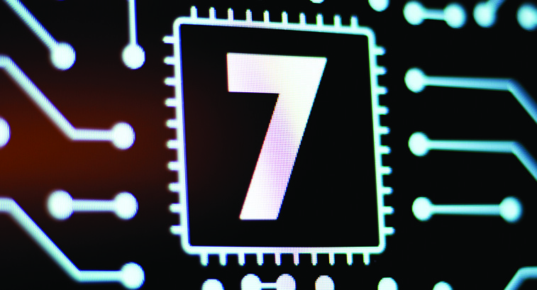 Technology Background and Circuit Board With Number 7