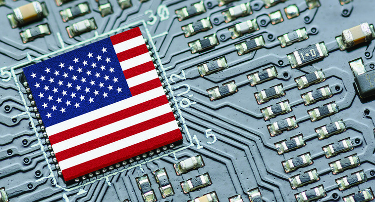 American flag on a motherboard