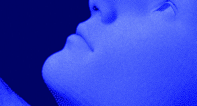 Abstract head made of dots