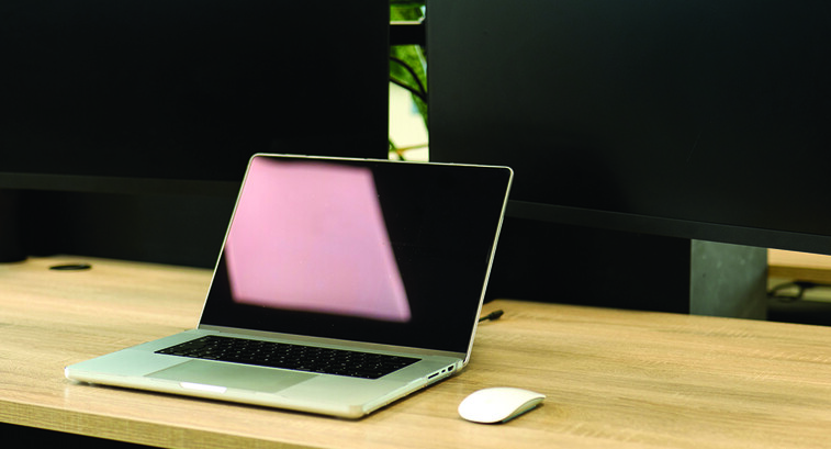 Laptop sitting on desk
