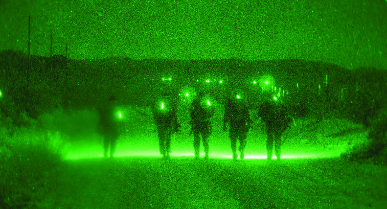 Soldiers through night vision