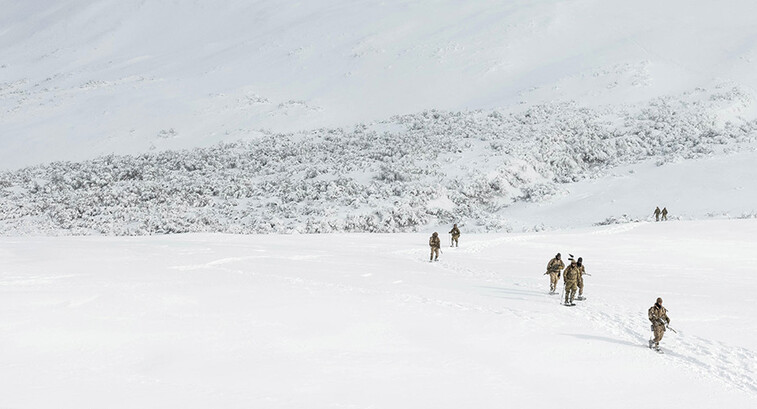 Military members hiking