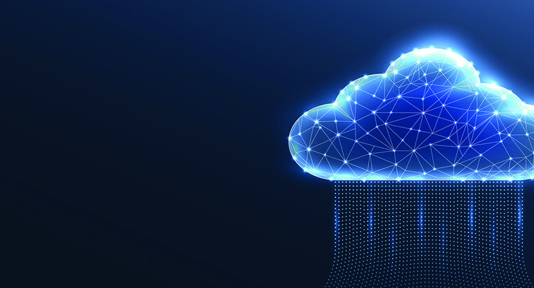 A digital cloud with glowing particles