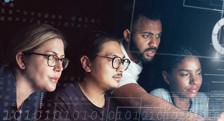 People looking at computer