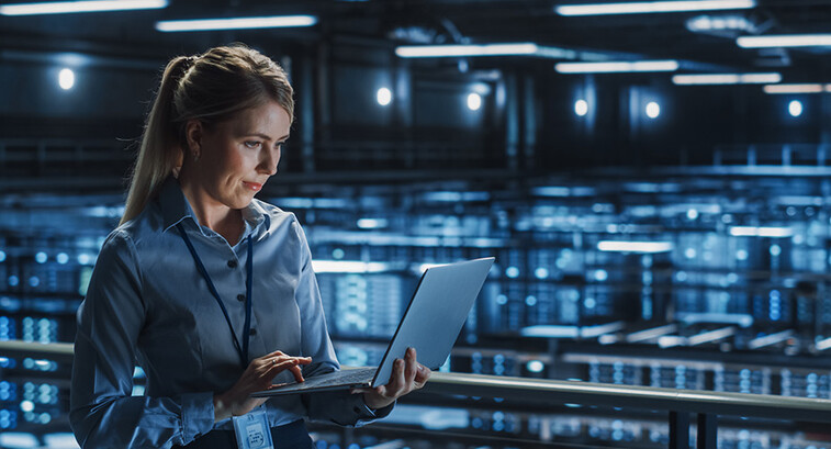 Person working in data center