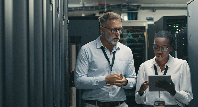 People working in data center