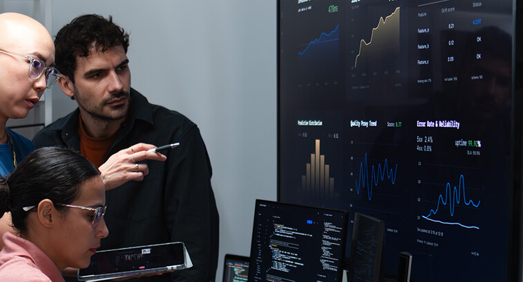People reviewing data