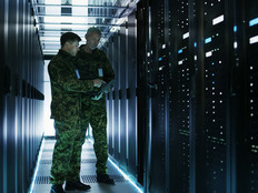 Army officers in a data center 