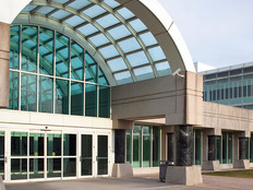 The entrance to the CIA New Headquarters Building (NHB) of the George Bush Center for Intelligence