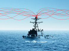 Military vessel in open waters