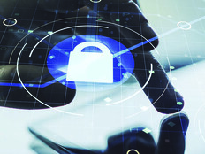 A representation of a firewall as someone uses their mobile device