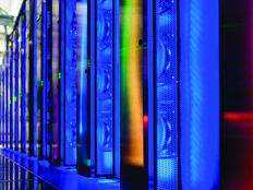 Person exploring data center