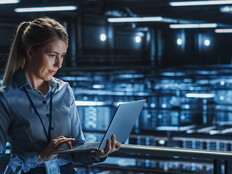 Person working in data center