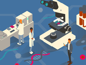 illustration of doctors in a lab.