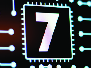 Technology Background and Circuit Board With Number 7
