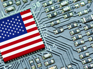 American flag on a motherboard