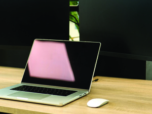 Laptop sitting on desk