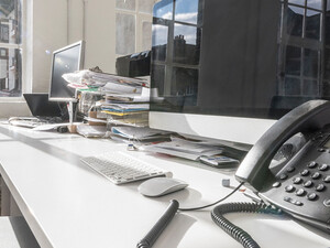 Empty desk in office