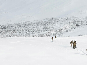 Military members hiking
