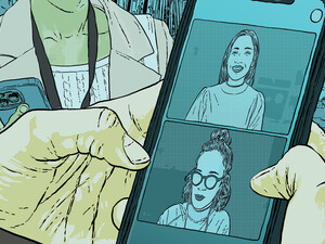 Illustration of video meeting over the phone