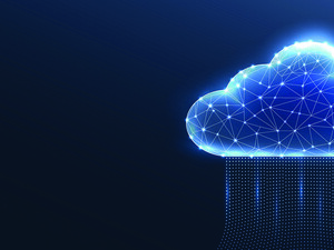 A digital cloud with glowing particles