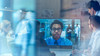 Office workers using a videoconferencing tool 