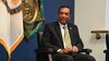 Army CIO Dr. Raj Iyer seen at the Pentagon’s Hall of Heroes Dec. 15, 2020, to recognize Farhan Khan for his new role as Director of Architecture, Data and Standards.