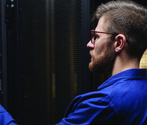 Person working in data center
